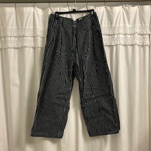 Rare worn, pin striped black and white wide leg pants